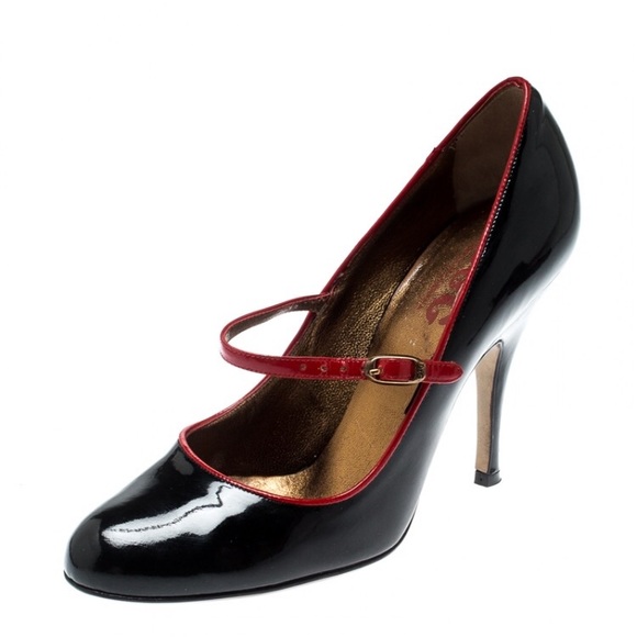 Dolce and Gabbana Black Patent Leather Mary Jane Pumps Size 37 - Picture 2 of 6